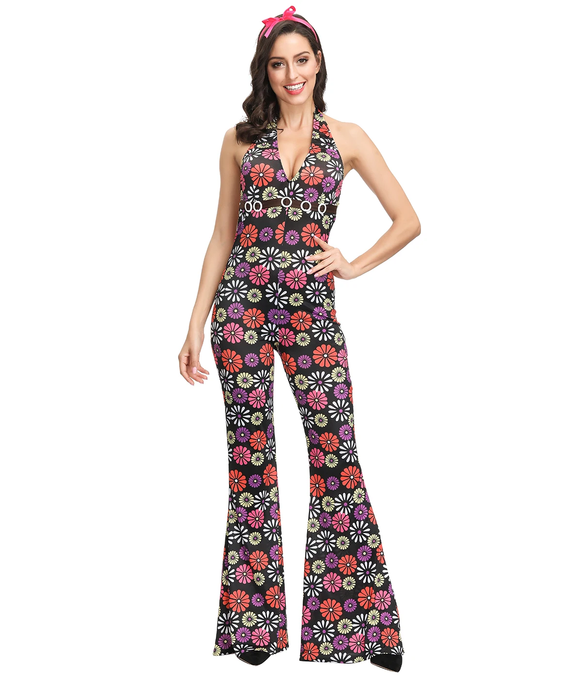 Wholesale hippie Hip Hop Dancer Cosplay Costumes Couple Disco Jumpsuit Retro Costume for Adult Carnival Party