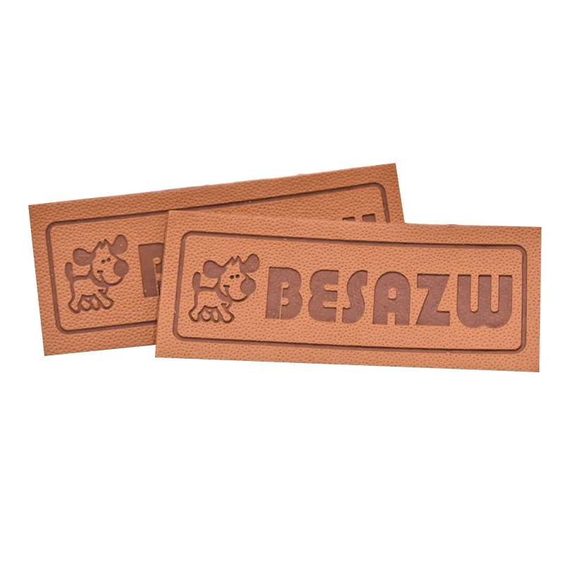 Wholesale Faux Leather Label Custom Thin Hot Stamp Leather Label Patch Hat Clothing Tag Hand Made Pu Leather Labels For Clothes