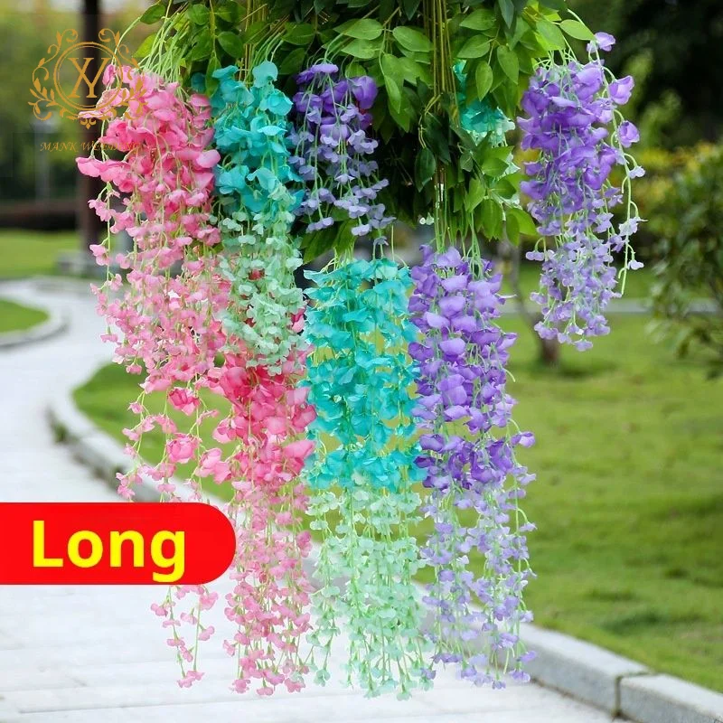 Wholesale Simulation Flower Wisteria Flower Rattan Decorative Artificial Flower Bouquet for Wedding Ceiling Decoration