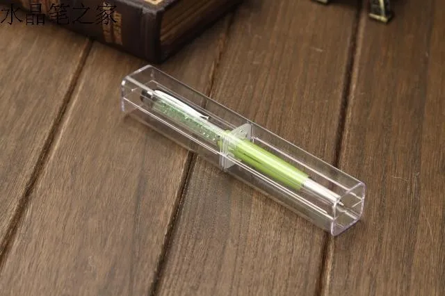 Transparent hard plastic pen box with PVC Velvet bottom luxury gray gift pen case custom logo