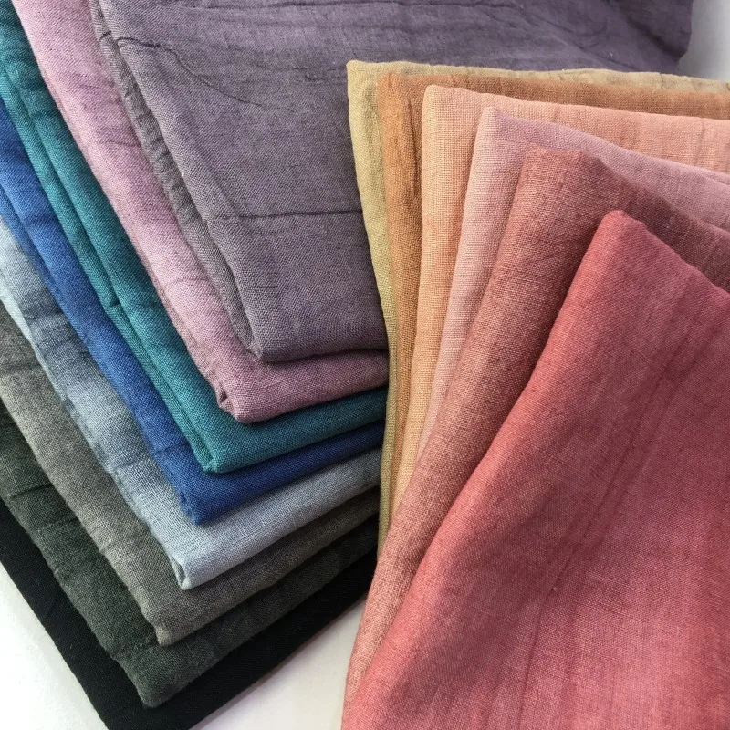 Enzymed Stone Washed French Strip Heavy 100% Linen Fabric For Clothing