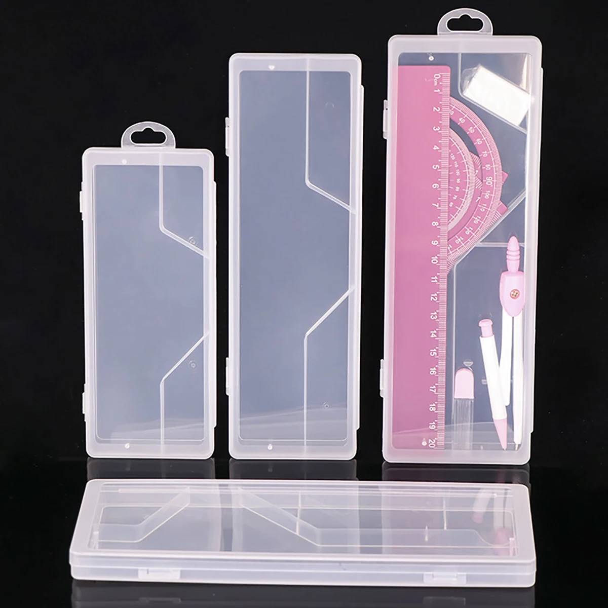 20cm Aluminum Ruler 4-Piece Set Ruler Compass Set Student Drawing Professional Learning Stationery Supplies