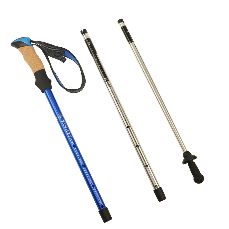 factory direct sales  customize 7075 external lock straight handle outdoor aluminum alloy trekking pole cane trekking cane