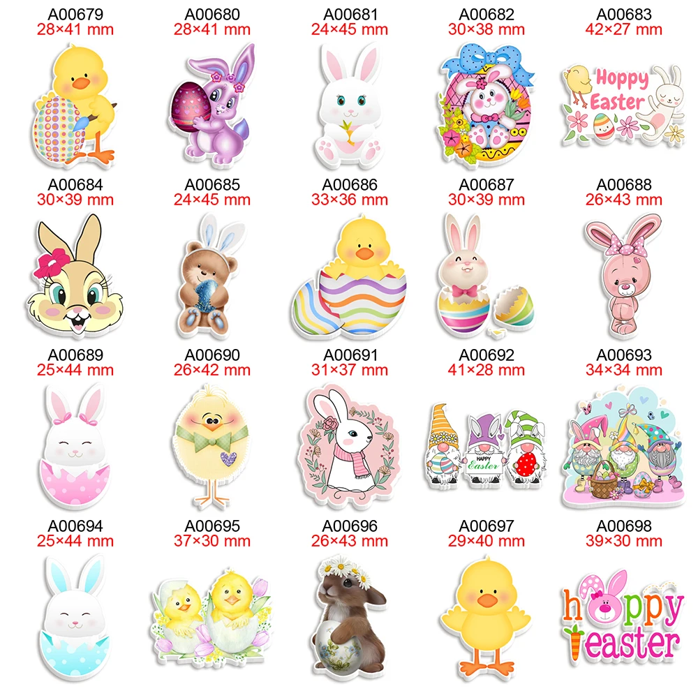 Easter Day Printed Planar Resin Bunny and Duck Cartoon Cabochons 50pcs/lot for DIY Bow Kids Crafts Decorations Handmade Material