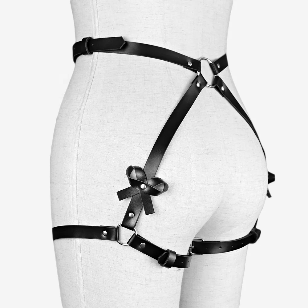 Gothic Suspender Underwear Belt Erotic Lingerie BDSM Sexy Garters Leather Body Bondage Harness Strap And A Pair Of Wrist Bands