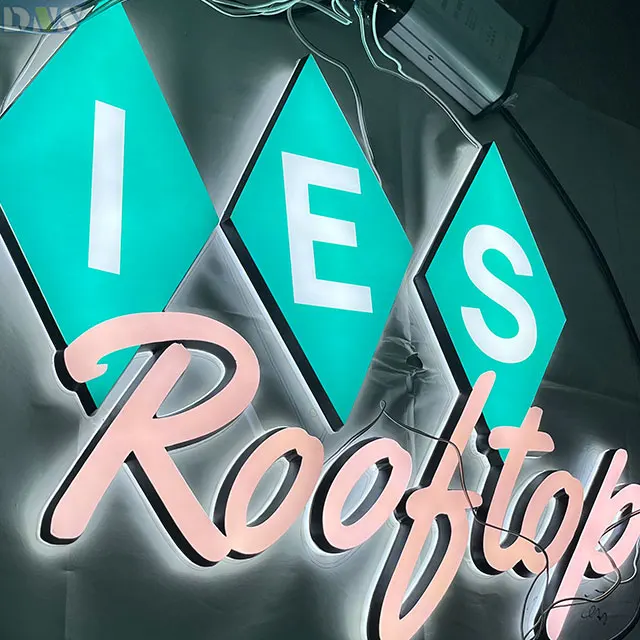 Denison storefront signs outdoor light alphabet letter acrylic led edge lit base sign colorful