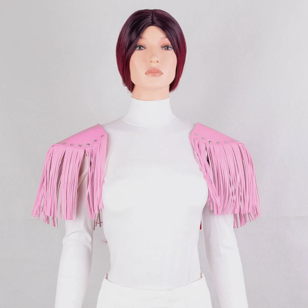 Women Punk Body Harness Leather Shoulder Gothic Tassel Mesh 2 PCS Rave Party Night Costume Party Dance Festival Accessory