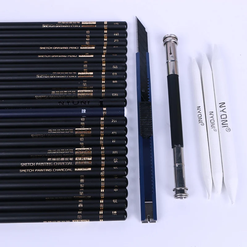 Nyoni 29PCS Sketching Pencil Art Set Professional Sketch Drawing Pencils Set For Artists stationery set