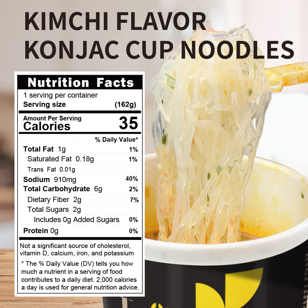 Instant Vegetarian Gluten Free Kimchi Quick Cooking Shirataki Konjac Noodles Cups
