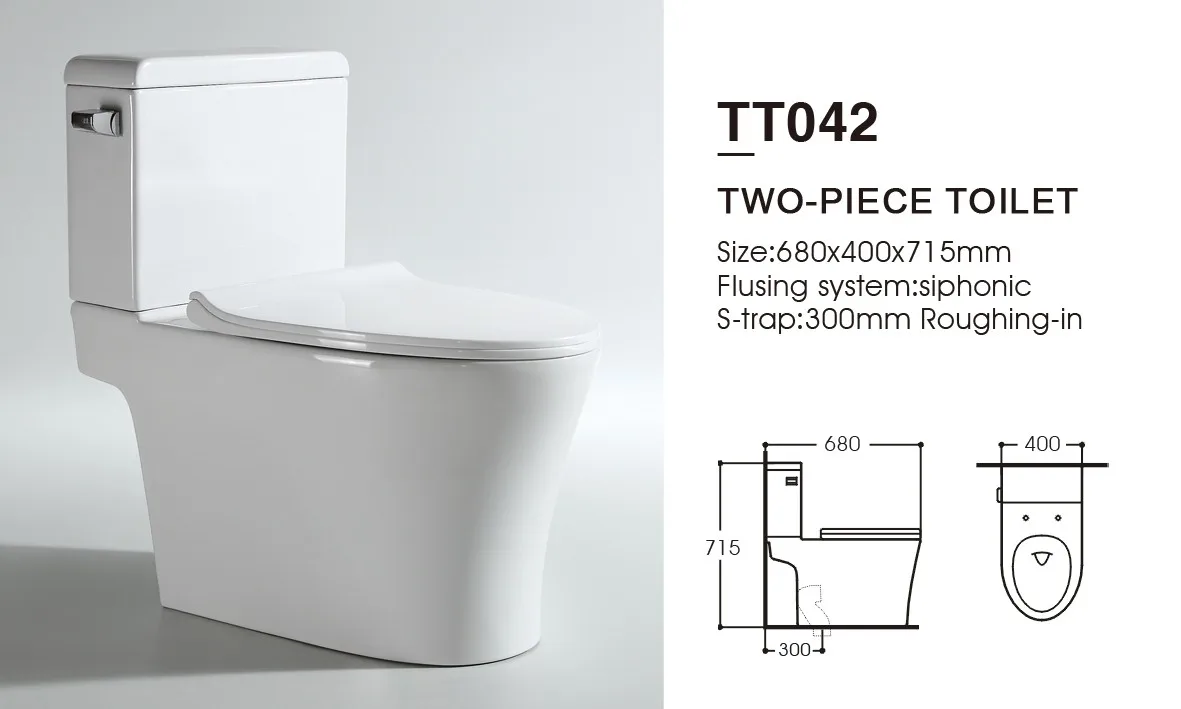 hot sales nano glaze two piece siphonic toilet WC  from China