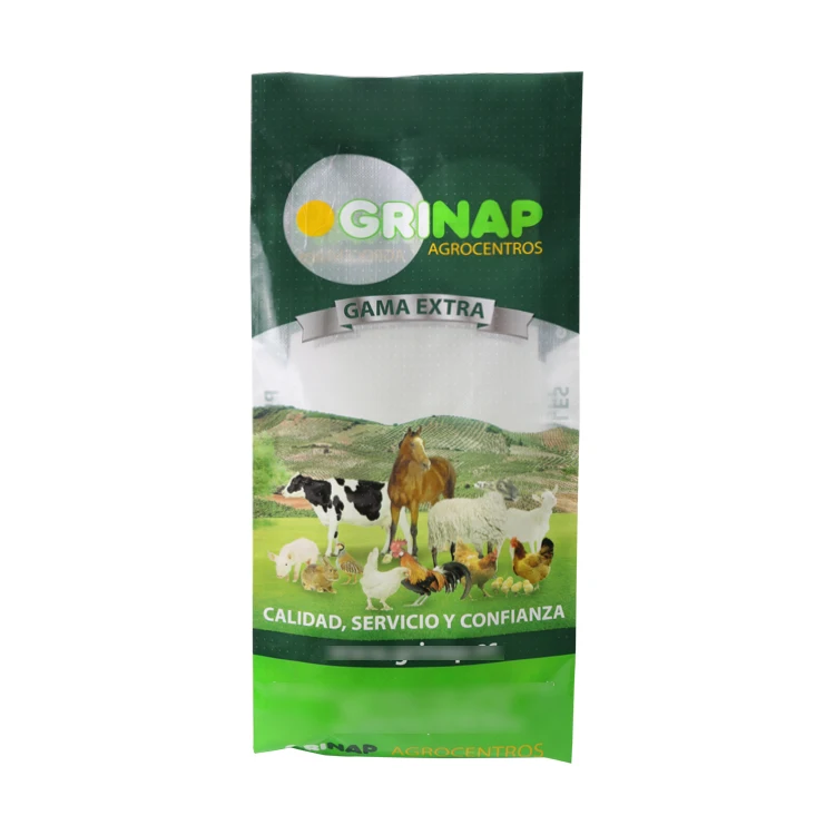 Custom Feed Packaging Factory Wholesale Recyclable Food Grade PP Woven Bags for Horse Bird Parrot Guinea Pig Livestock Feed Bag