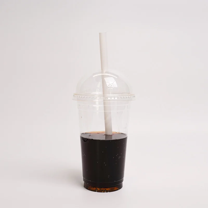 Drinking Cups Print with Dome Flat Lid Juice Plastic U Shaped Disposable Cup Round Bottom Disposable