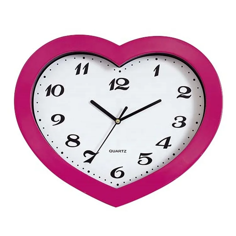 Plastic heart shape wall clock