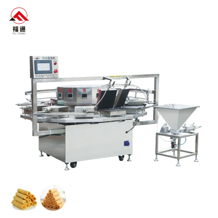 Automatic Egg Roll Making Machine Wafer Cookie Baking Machine Mesin Kue Semprong Adjustable Size Rolled Wafer Cutting Machine