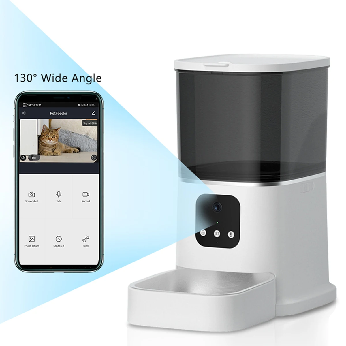 Hot sale Amazon Smart Pet Feeder  camera 6L pet feeder automatic 2.4G WiFi Enabled pet smart feeder