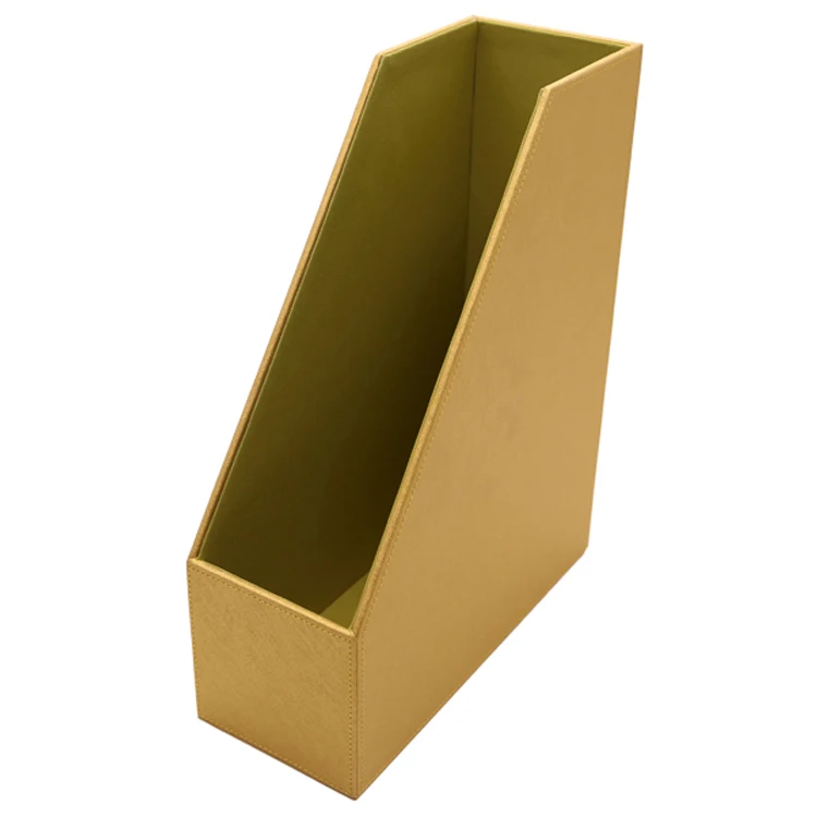 gold office vertical folder desk book pu office file organizer magazine holder custom