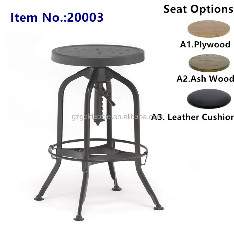 Wholesale In Stock Vintage Bar Furniture Rotatable Swivel Wood and Metal Barstools Guangzhou