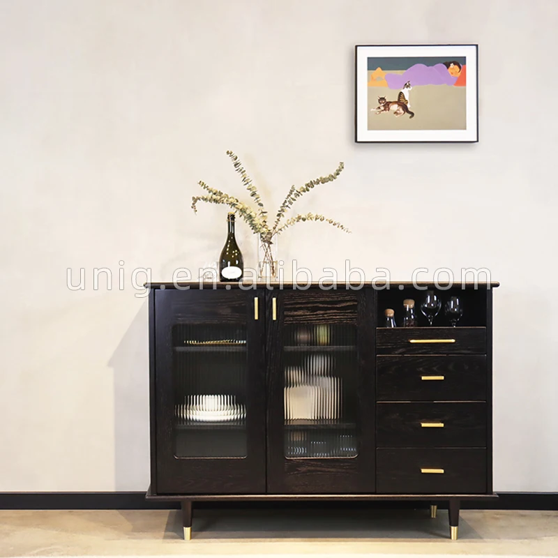  Поставщик с фабрики sideboard дизайны винтажное твердое дерево и подъемное стекло в столовой буфет Кабинет