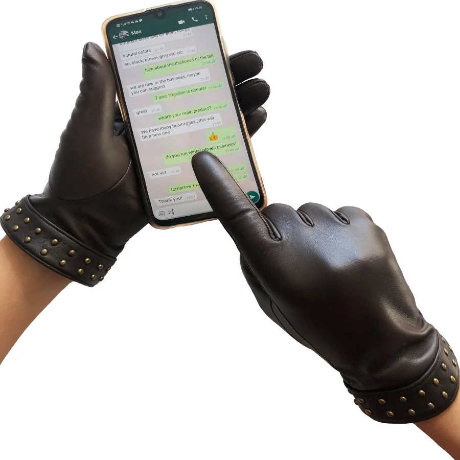 High Quality Lambskin Ladies Elegant Winter Leather Gloves