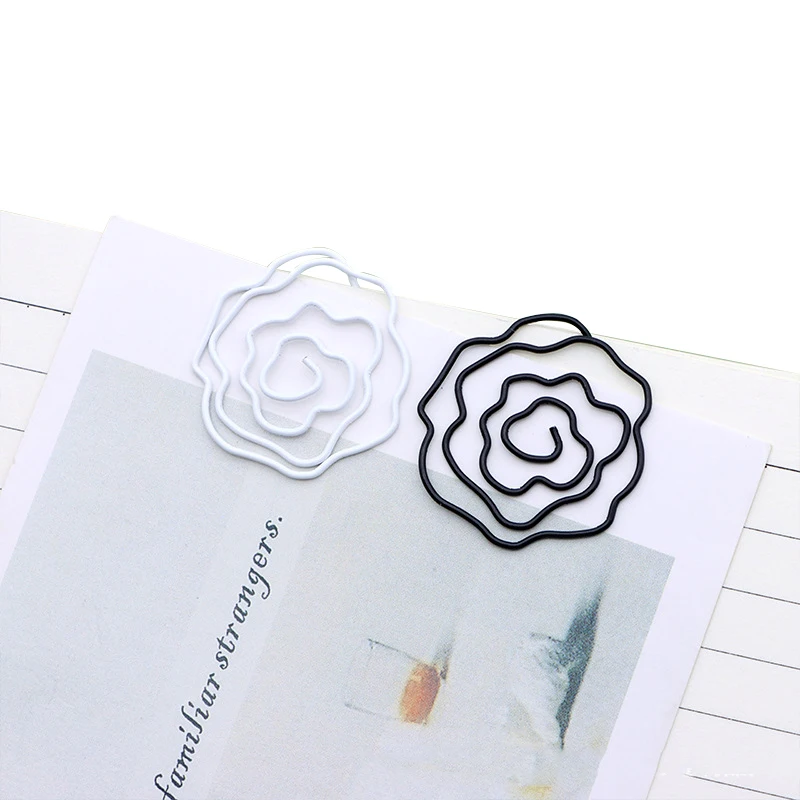 Ready to Ship Stationery Gifts Set of 12 Pieces Funny Planner Flower Camellia Paperclips Shape Paper Clips