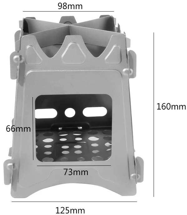 Outdoor camping and hiking portable and assembled titanium wood burner cooking stove