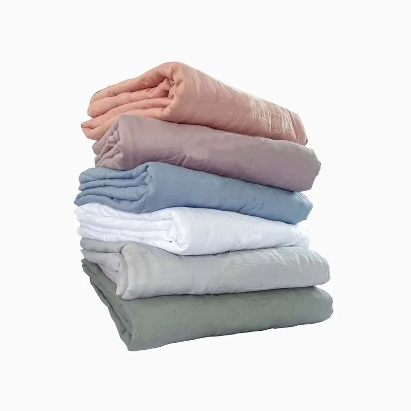 200*220cm stonewashed 100% pure linen/flax reversible bed quilt for spring or summer