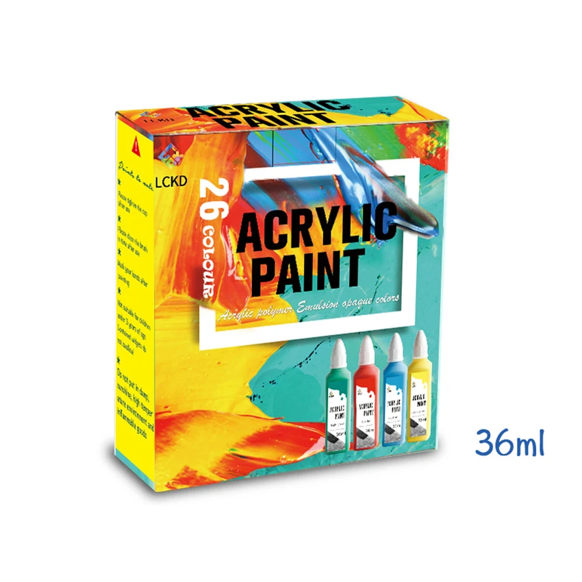 Модные 10 видов цветов 36 мл воды-доказательство набор акриловых красок в упаковка по индивидуальному заказу оптовая продажа с фабрики, экологически чистый