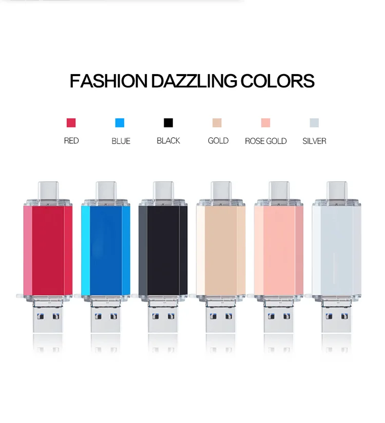 OTG Type C Usb Flash Drive 16GB Metal Usb Stick 32GB 64GB 128GB Pendrive Usb 2.0 Pen Drive U Disk A-class Flash Chip