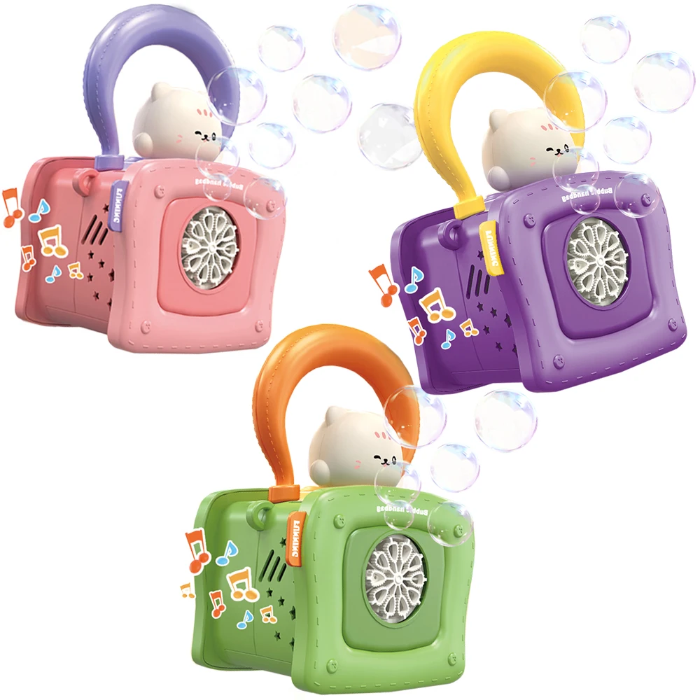 Hot selling product Cartoon Electric Automatic Colorful Rich Bubble Maker Machine for Toddlers Kids Toy juguetes para los ninos