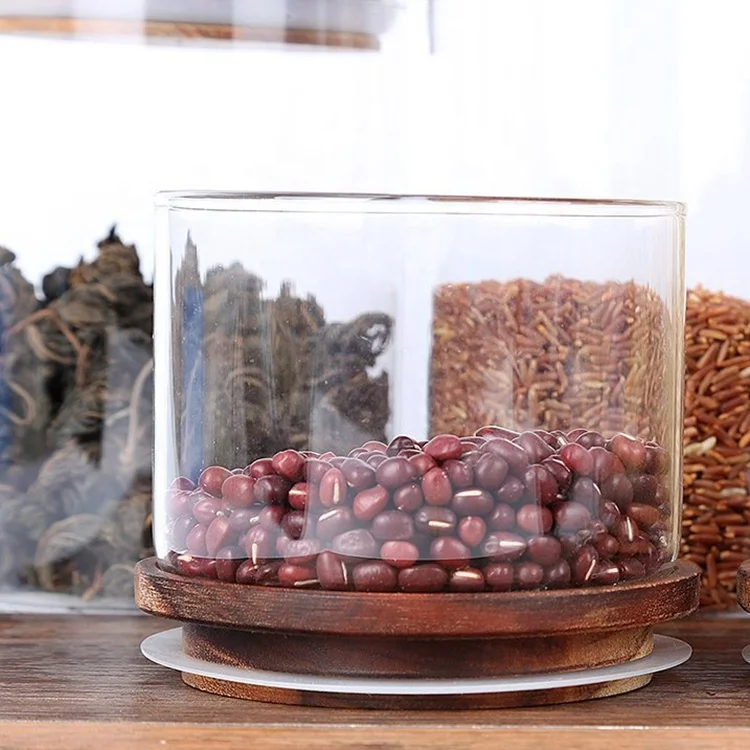 factory sale straight side 350 500ml borosilicate dry flower glass tube tea jar for food storage container with beech wood cap