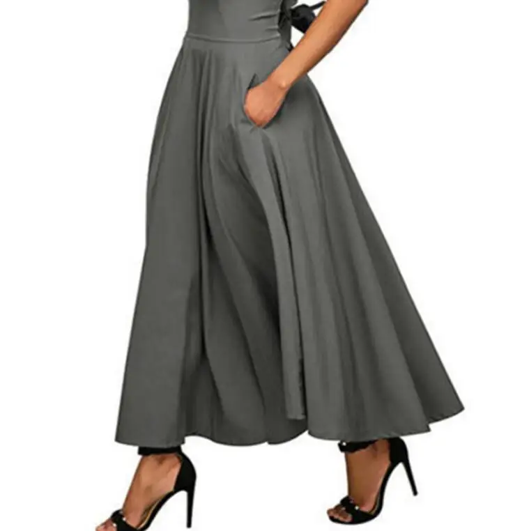 High Quality Fashion Women Girls Solid Color long skirts