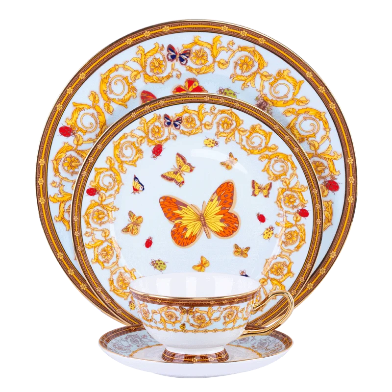 Оптовая продажа набор керамических обеденных блюд с бабочками