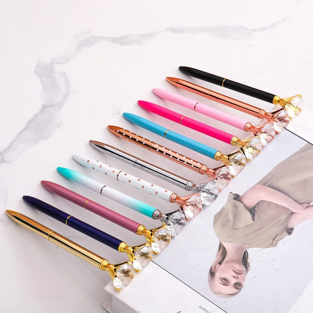 Mixed Colors Bling Pens Crystal Diamond promotional Fancy Metal Ballpoint Pen