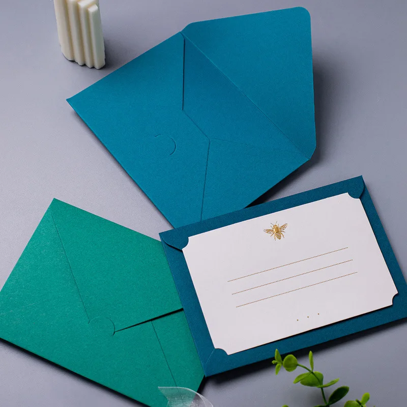 Personalized custom logo luxury thank you card letter packaging wedding invitation paper envelope with incision