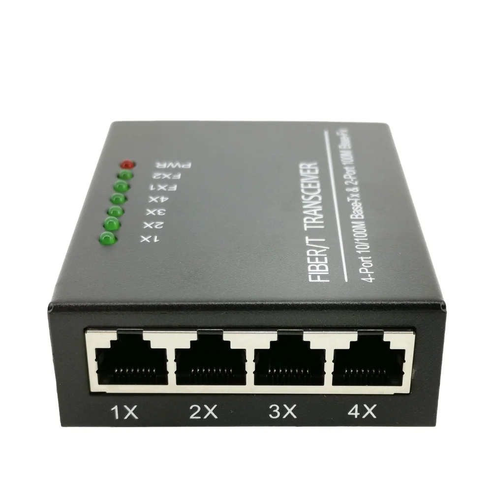 RTXMC 10/100m 2f4e Fast Fiber Switch 2 Optical Port 4 Rj45 Port Reverse POE Network Switch fiber optical media converter