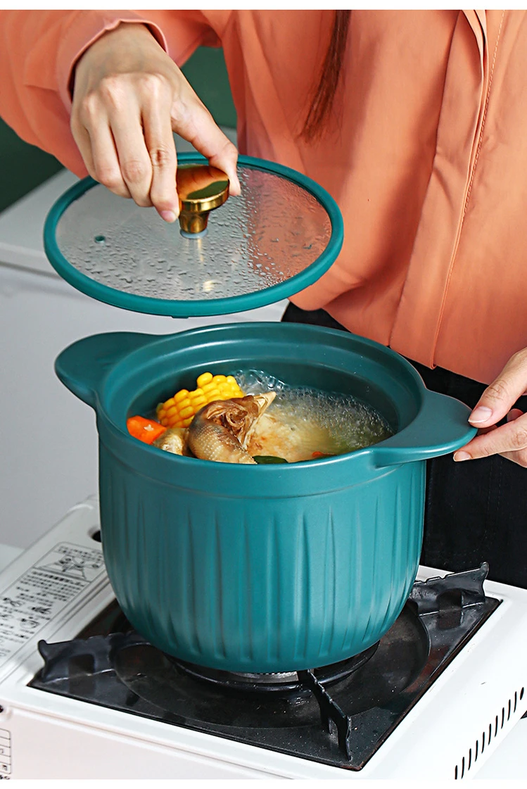 
Nordic Simple Ceramic Casserole Creative Household Casserole Ceramic Stockpot Soup Porridge Pot High Temperature Resistant 
