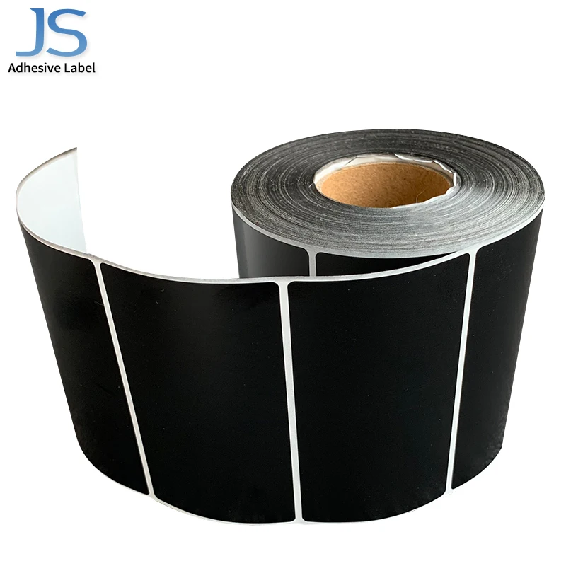 
60mm*50mm Custom Adhesive Paper Stickers Roll Matte Black Packaging Labels price 