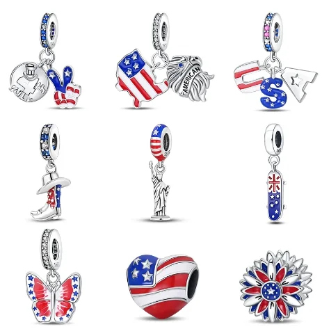 Toderi factory custom New arrival Thailand Jewelry national flag diy bracelet 925 sterling silver charms for jewelry making