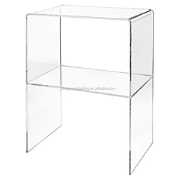 Custom Modern 2 Tiered Clear Acrylic Bed Side Table Living Room Furniture