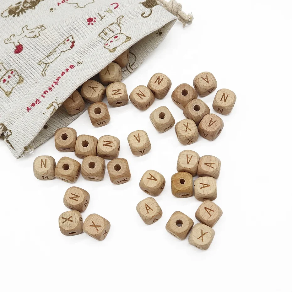 Eco-friendly Natural and beech hexagon wood beads for wooden silicone pacifier clip