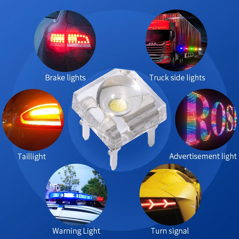 Factory Supply White Super Flux Led 5mm Piranha Led Dip Led Diodes 2.2V Diffused Red Light White Diffused Lens 4pin Piranha Led