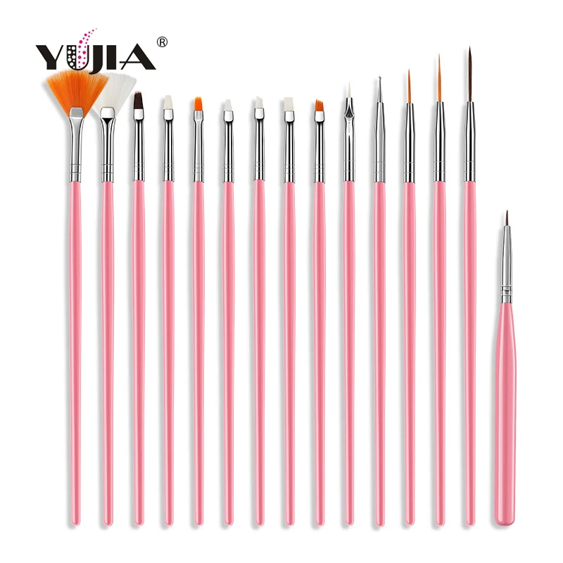 Hot selling factory sell 15pcs nail art brush set with cheapest price 4colors available