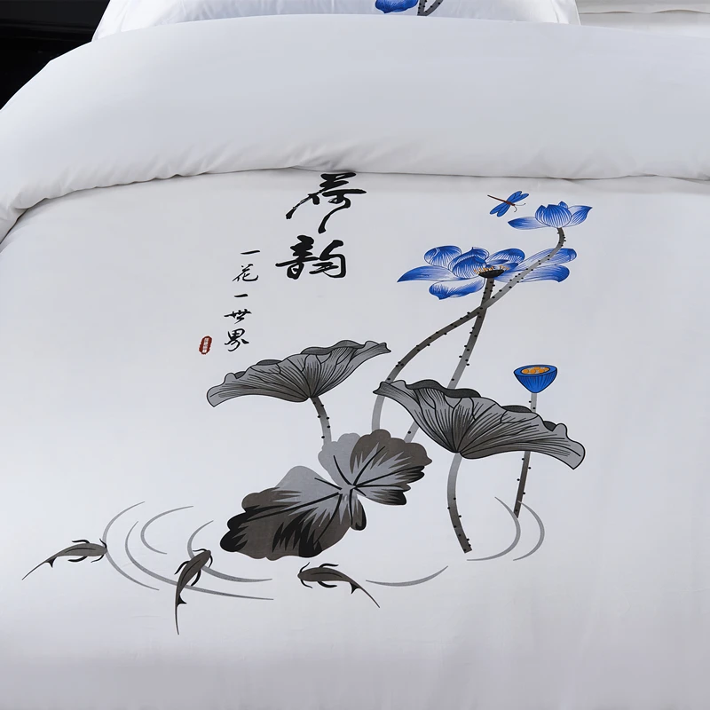 Fashion Design Best Idea High End Printing Flower Balfour Duvet Hotel Bed Cover Sheets Set