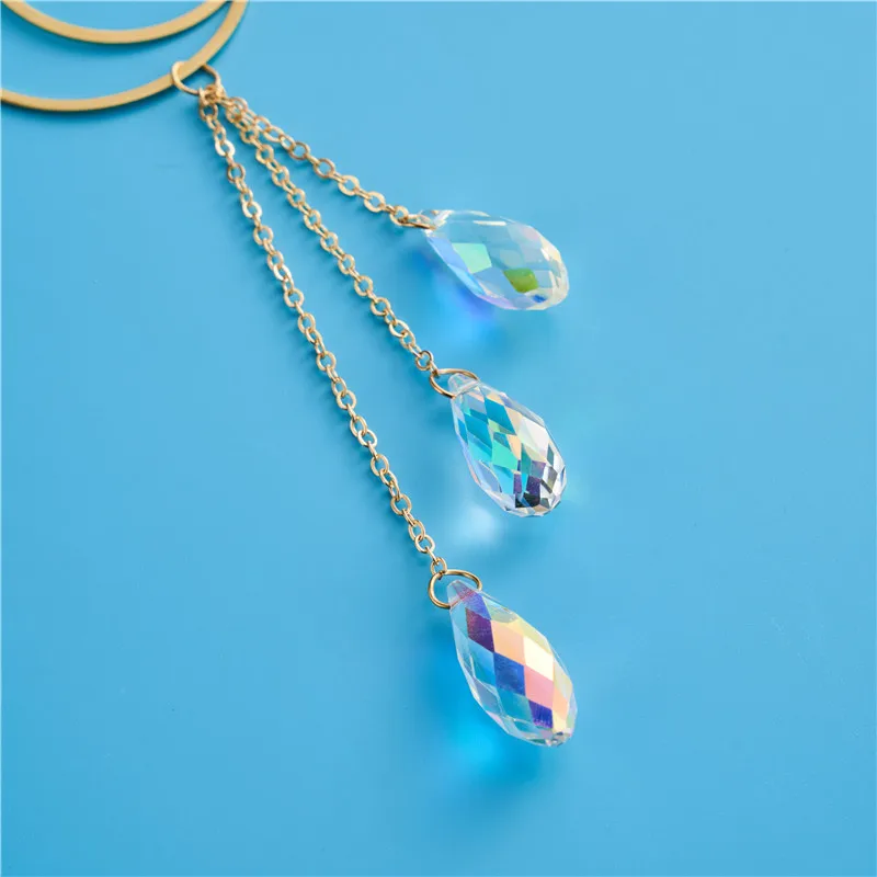 New AB colorful custom clouds moon shaped home Christmas decoration hanging pendant glass crystal sun catcher