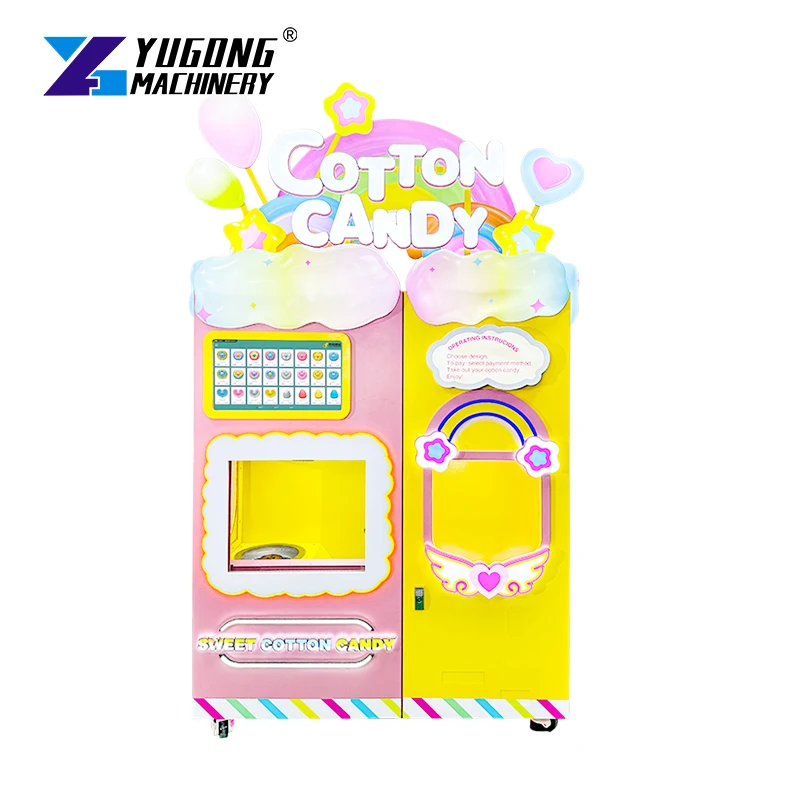 Wholesale Marshmallow Floss Makers Robot Commercial Full Automatic Making Sugar Cotton Candy Vending Machine