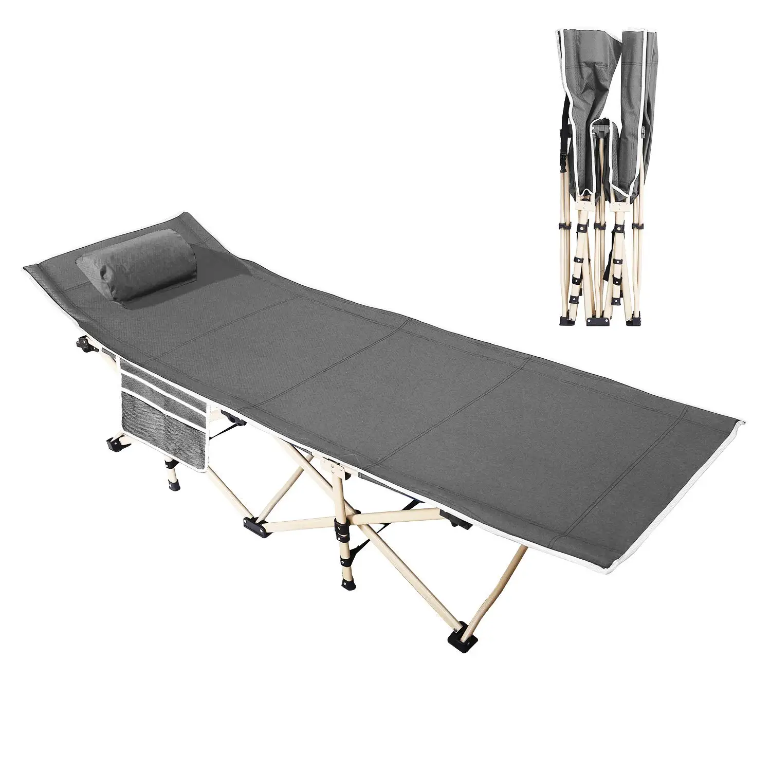 Outdoor Backpacking Lightweight Deluxe Metal Frame Portable Ultralight Travel Foldable Sleeping Camping Cot Folding Sleep Bed