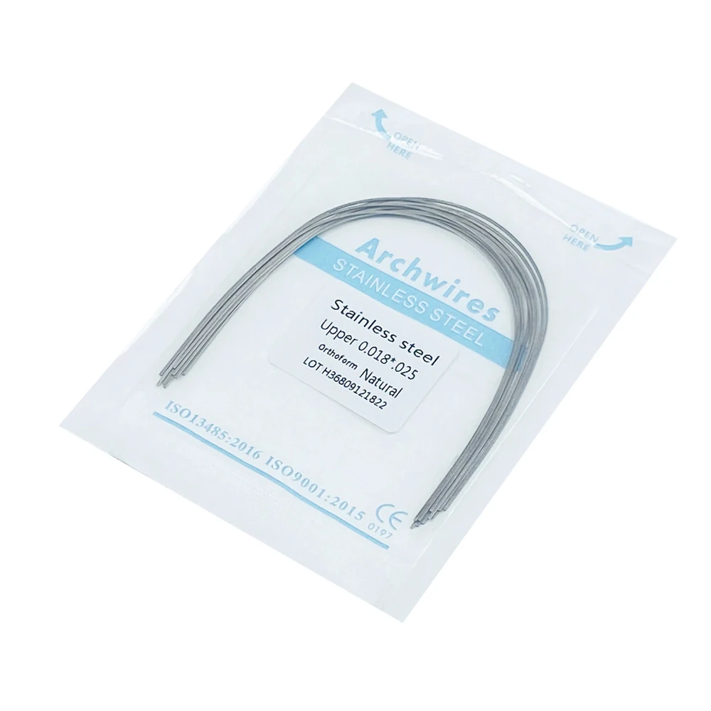 10pcs/pack Dental Orthodontic Stainless Steel Round/Rectangular Wire Natural Form Dentist Material Dental Arch Wire