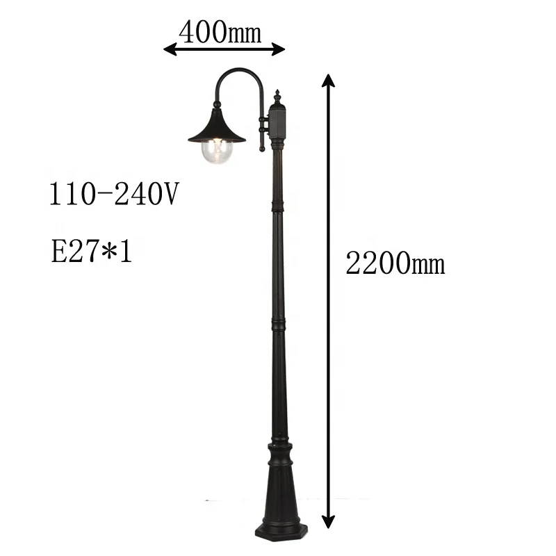 led outdoor water proof aluminum alloy antique  single garden lamp