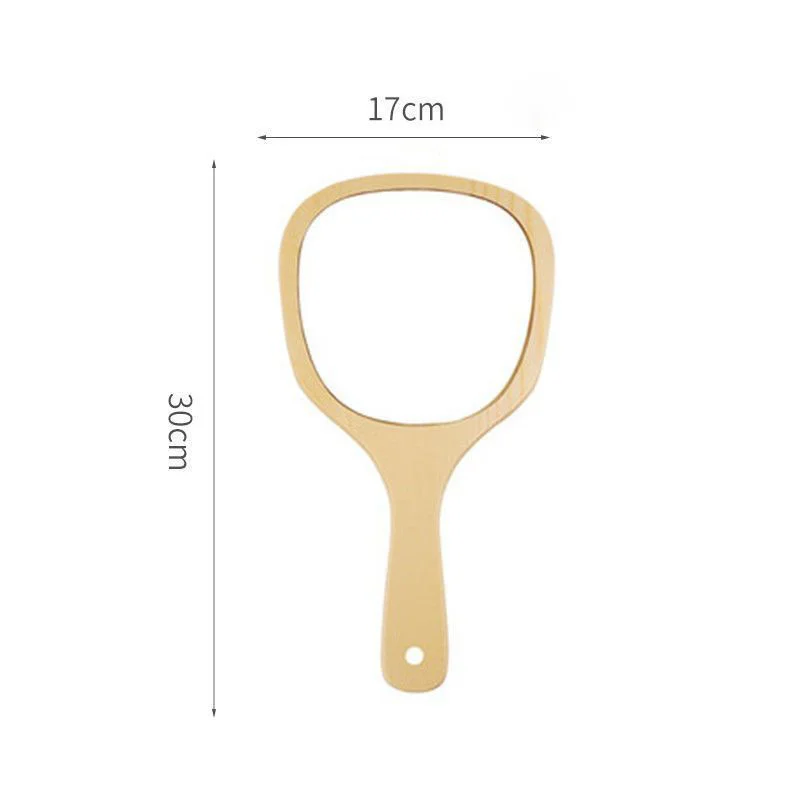 Wooden handle portable Oval Makeup mirror Private brand HD handle vanity mirror