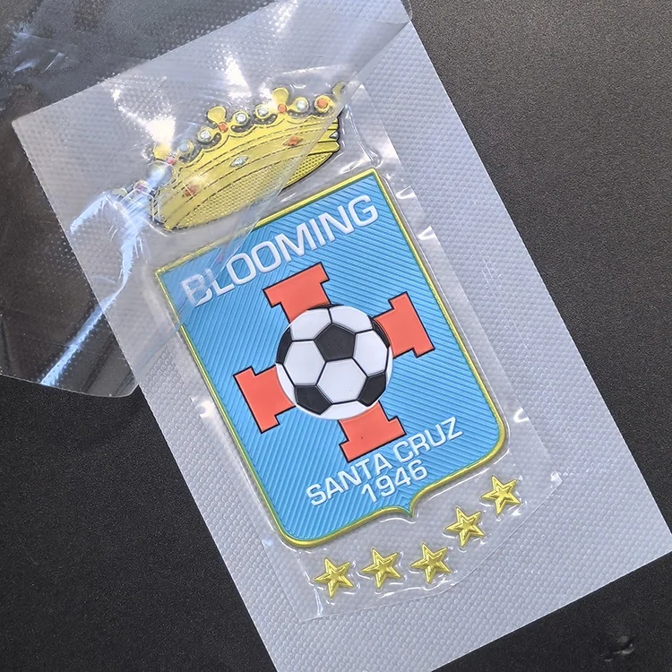 Customized Gold Metallic Clothing Logo Printing Branding Iron on Rubber TPU Embossed Clothes Patches for Sports Wear